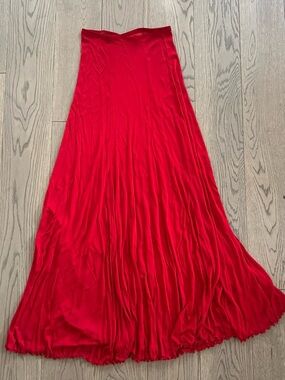 Stephen Burrows Iconic Red 1970’s Vintage Vibrant Maxi Skirt Flowy Lettuce Hem S